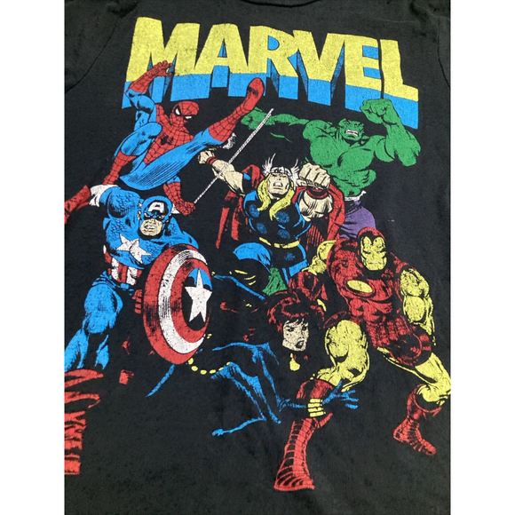 marvel Tshirt Girls Youth Medium Black Spiderman Hulk Captain America - Picture 2 of 7
